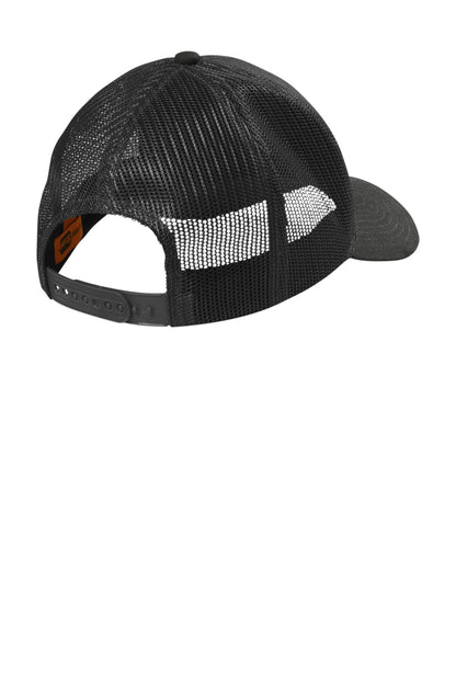 CornerStone Canvas Mesh Back Cap - Black - flat back