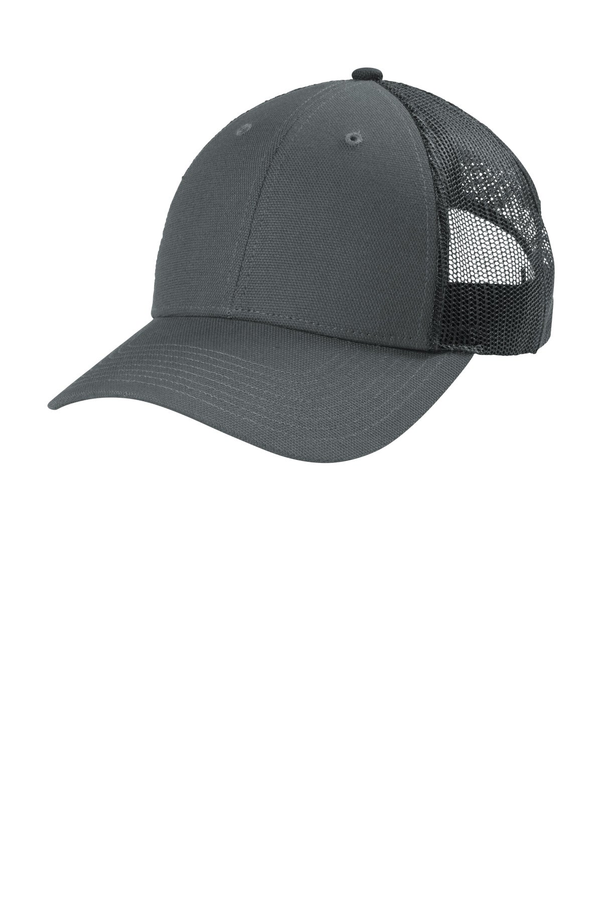 CornerStone Canvas Mesh Back Cap - Charcoal - flat front