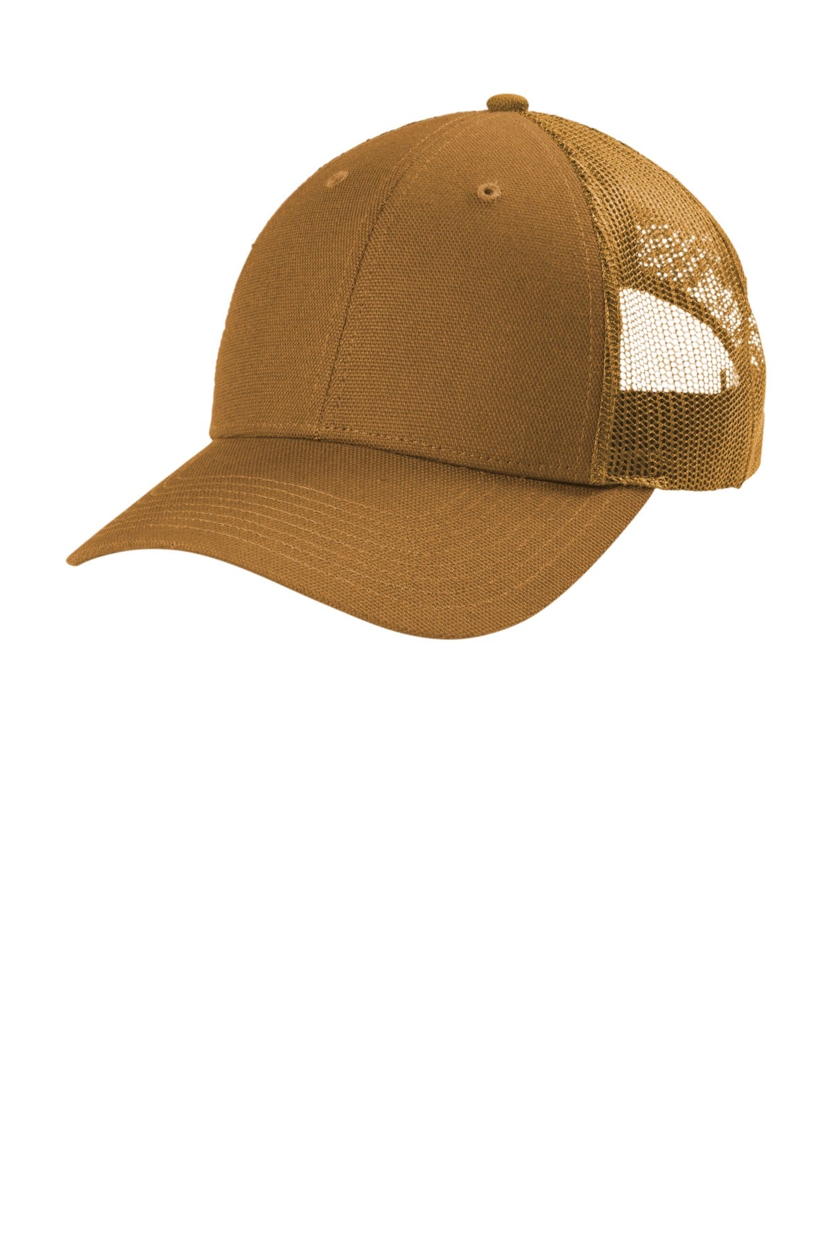 CornerStone Canvas Mesh Back Cap - Duck Brown - flat front