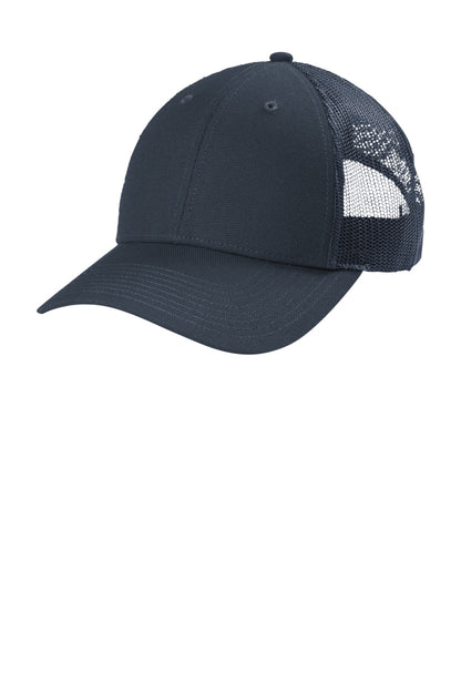CornerStone Canvas Mesh Back Cap - Navy Blue - flat front