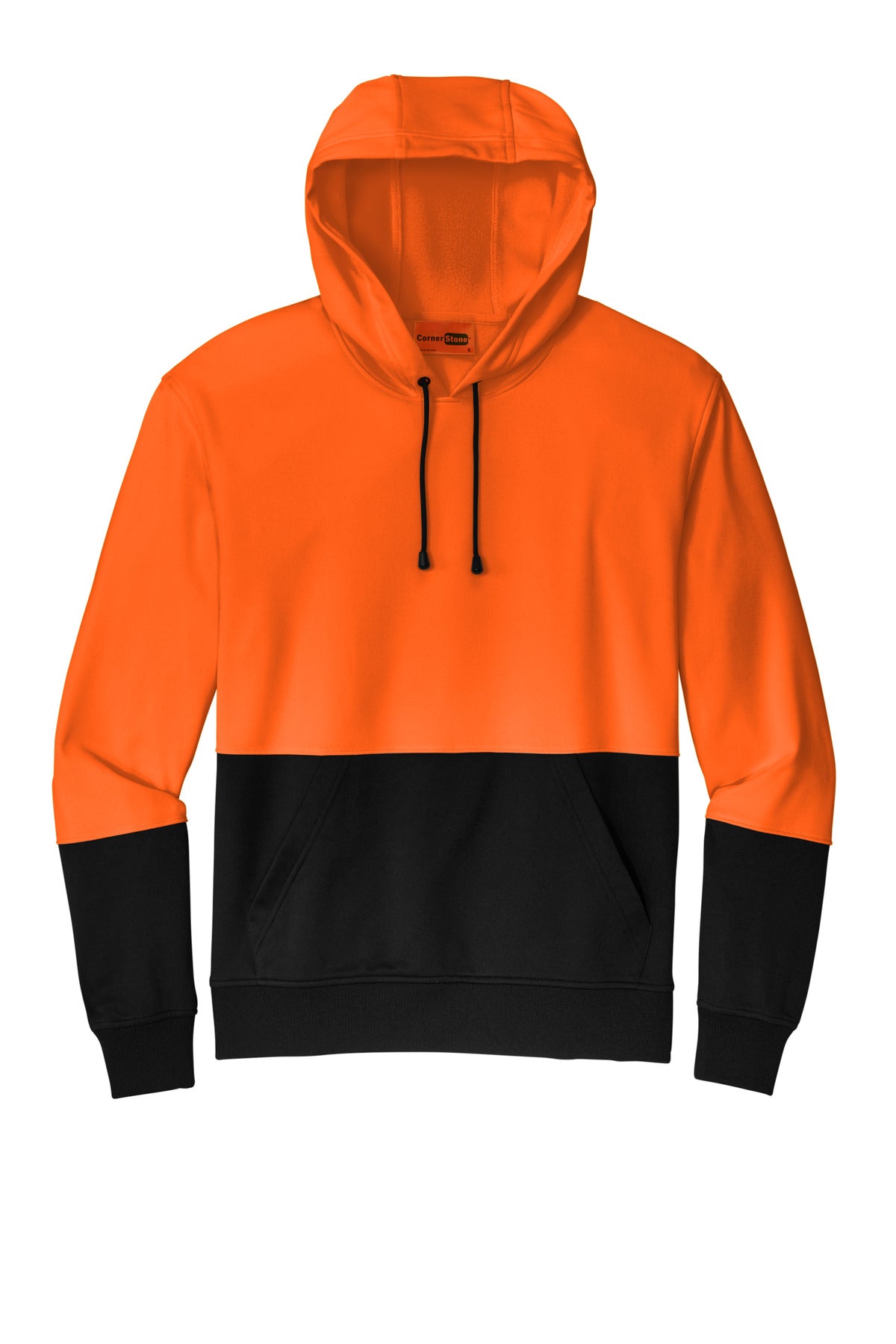 CornerStone Enhanced Visibility Fleece Pullover Hoodie - Safety Orange - flat front