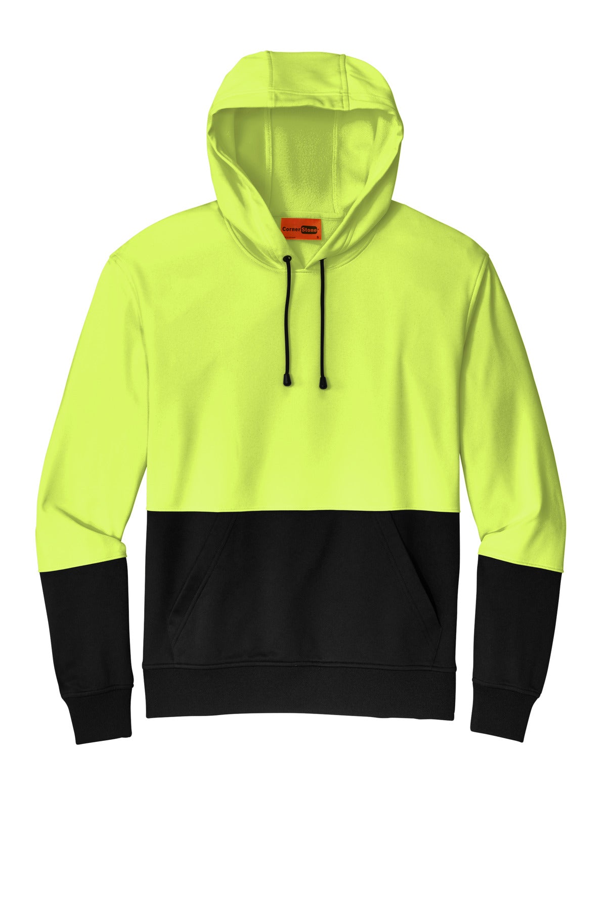 CornerStone Enhanced Visibility Fleece Pullover Hoodie - Safety Yellow - flat front