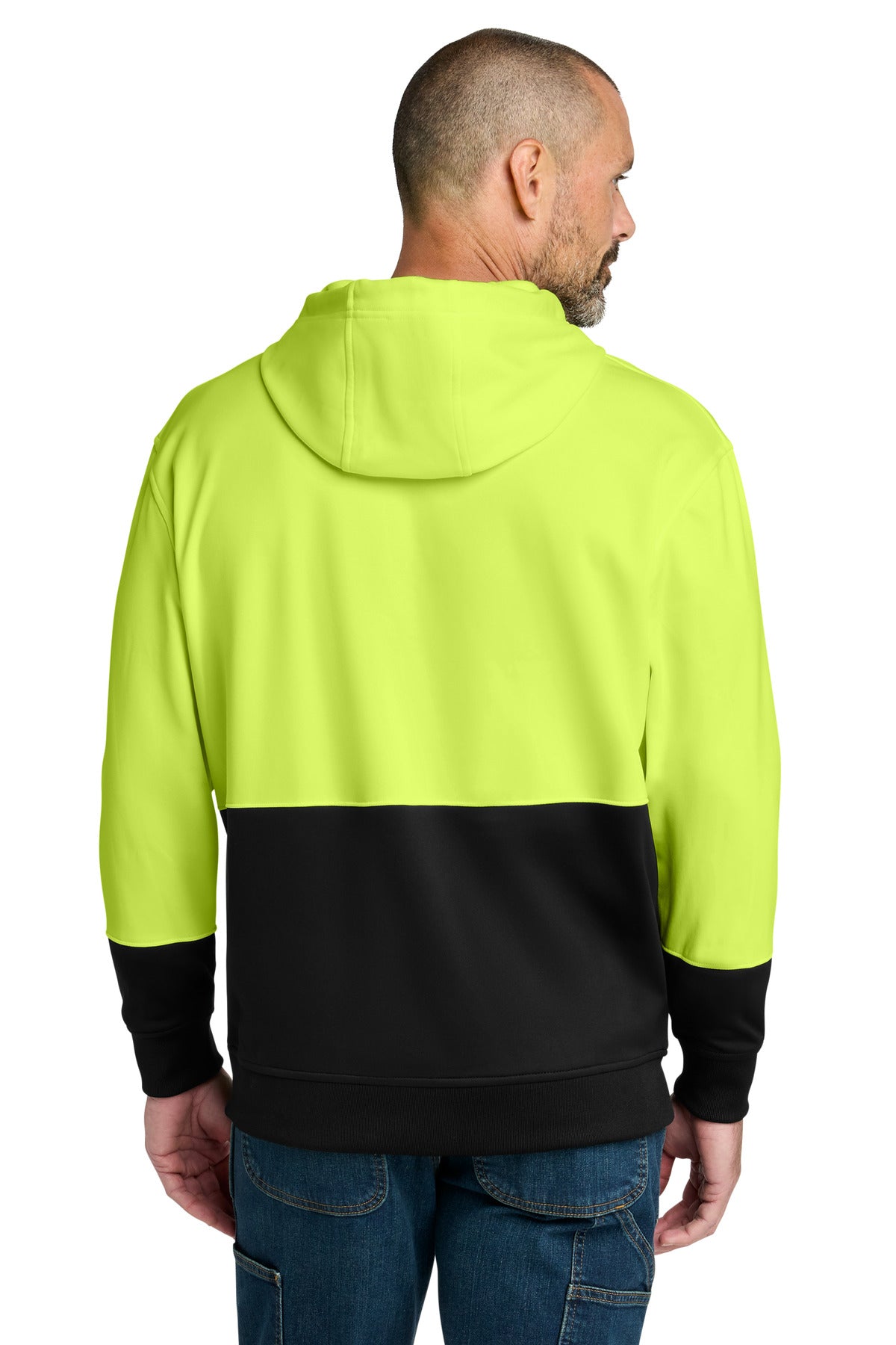 CornerStone Enhanced Visibility Fleece Pullover Hoodie - Safety Yellow - back