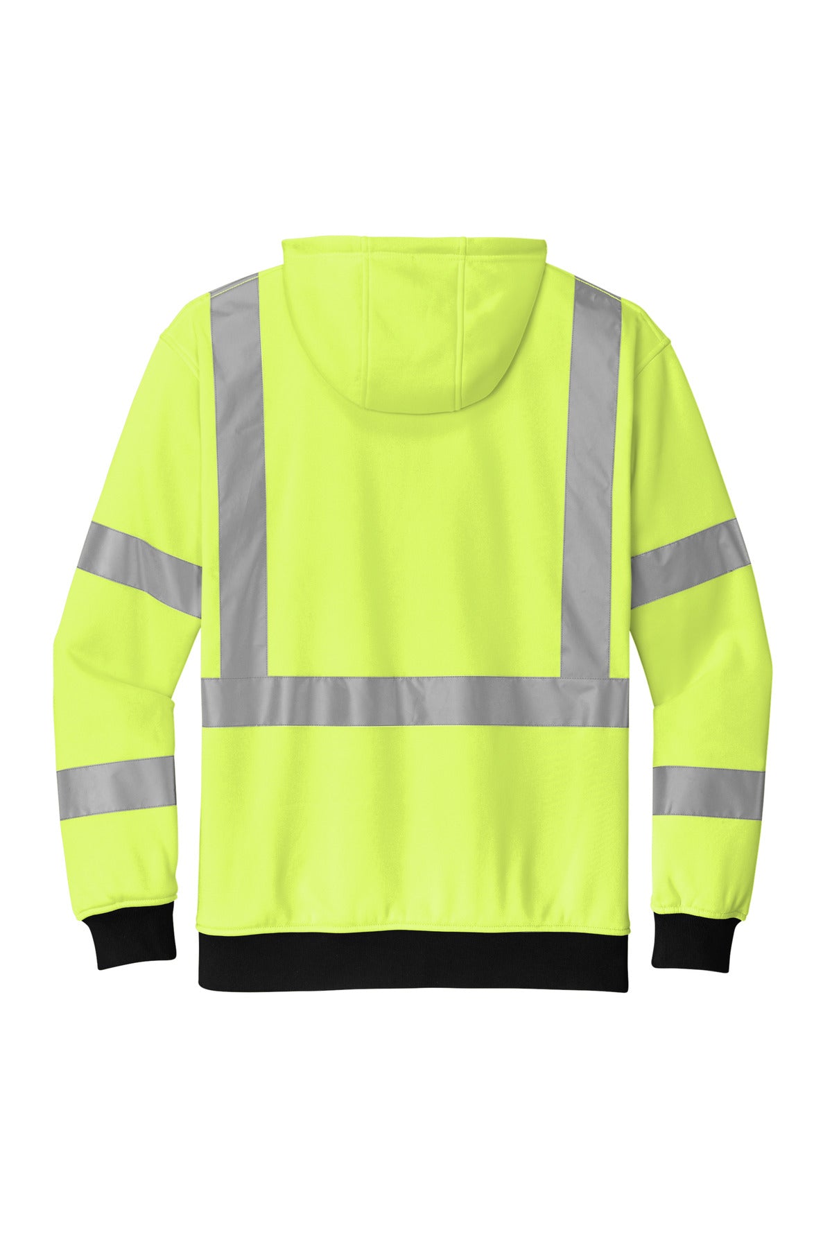 CornerStone A107 Class 3 Heavy-Duty Fleece Full-Zip Hoodie - Safety Yellow - flat back