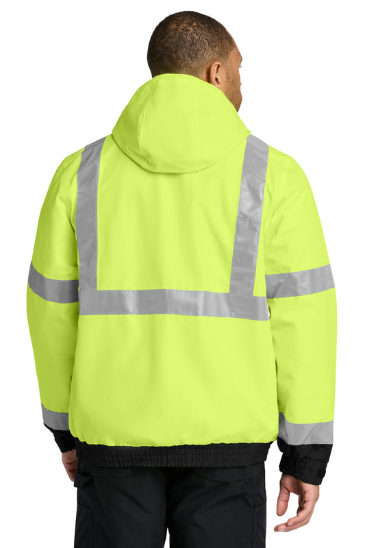 CornerStone ANSI 107 Class 3 Waterproof Insulated Ripstop Bomber Jacket - Safety Yellow - back