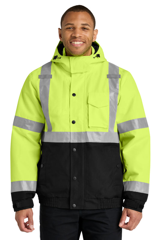 CornerStone ANSI 107 Class 3 Waterproof Insulated Ripstop Bomber Jacket - Safety Yellow - front