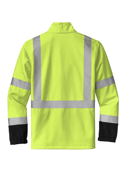 CornerStone ANSI 107 Class 3 Soft Shell Jacket - Safety Yellow - flat back