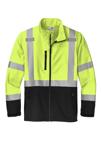 CornerStone ANSI 107 Class 3 Soft Shell Jacket - Safety Yellow - flat front
