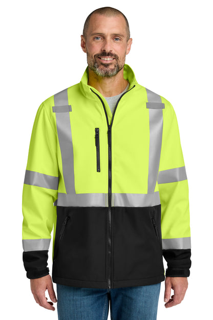 CornerStone ANSI 107 Class 3 Soft Shell Jacket - Safety Yellow - front