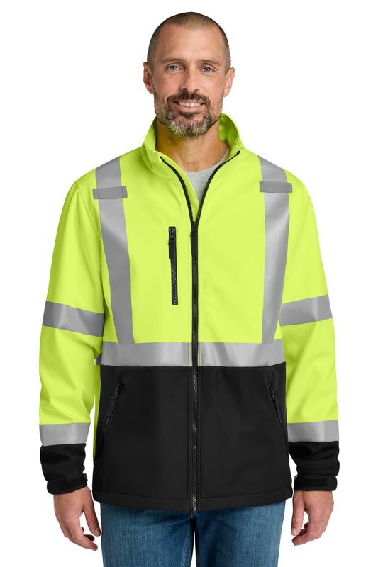 CornerStone ANSI 107 Class 3 Soft Shell Jacket - Safety Yellow - front