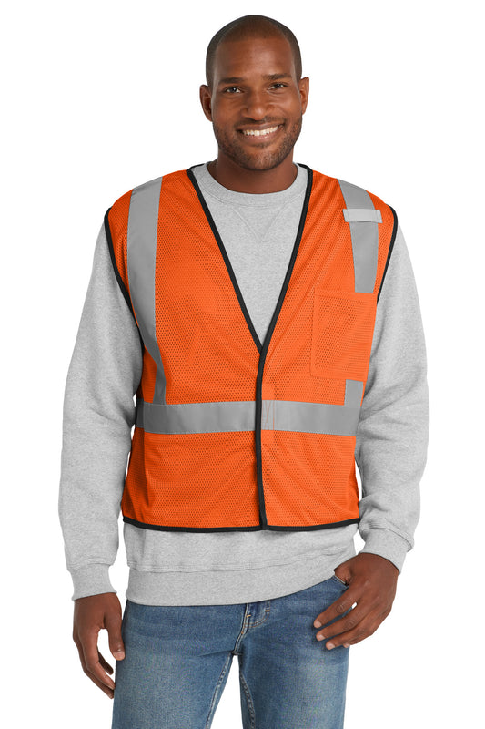 CornerStone ANSI 107 Class 2 Economy Mesh One-Pocket Vest - Safety Orange - front