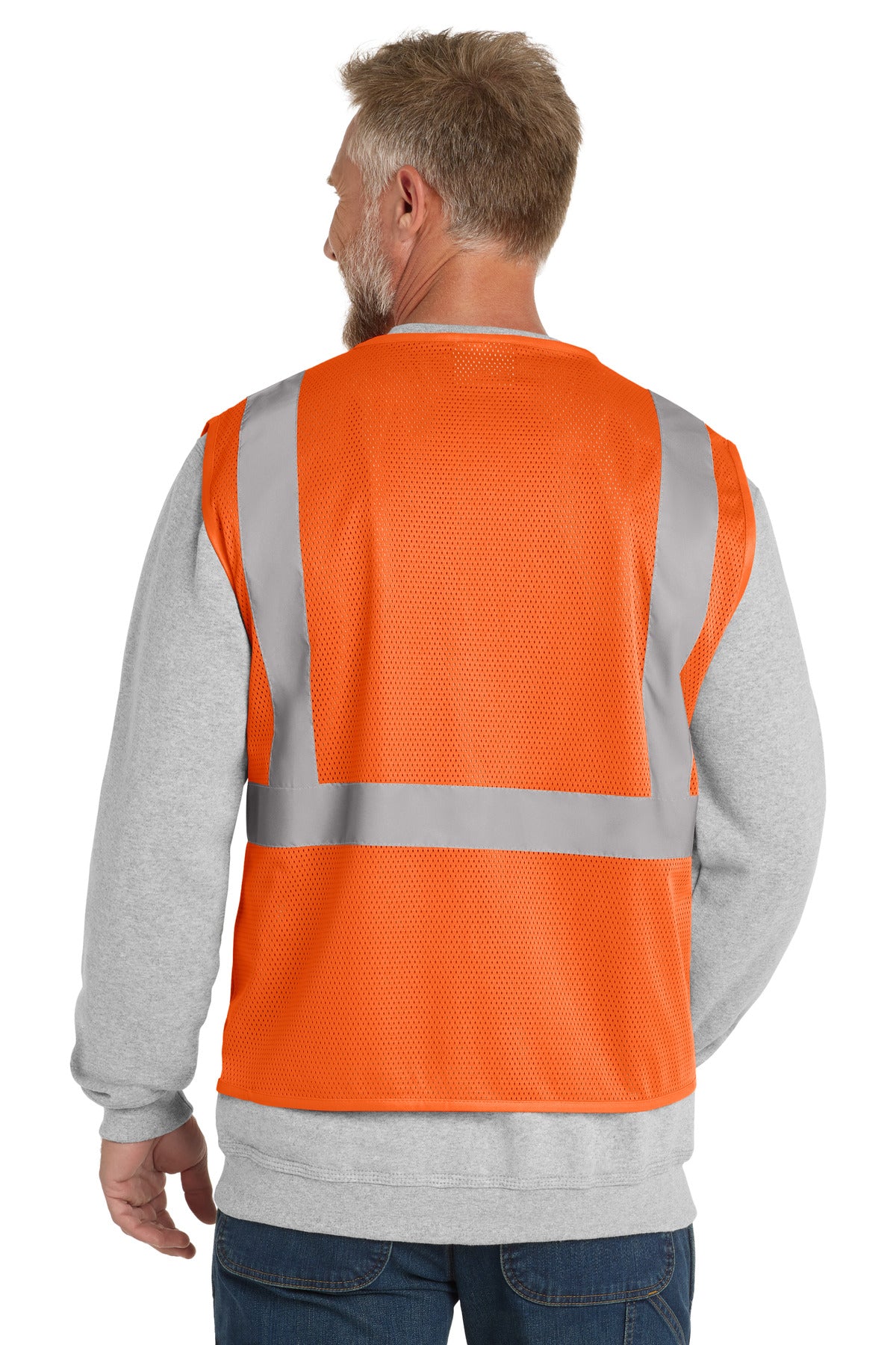 CornerStone ANSI 107 Class 2 Economy Mesh Zippered Vest - Safety Orange - back
