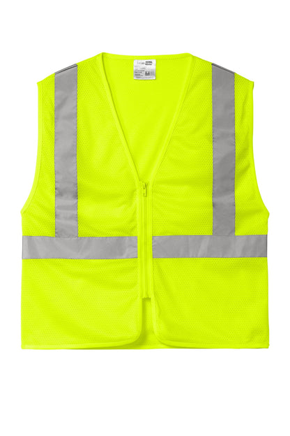 CornerStone ANSI 107 Class 2 Economy Mesh Zippered Vest - Safety Yellow - flat front