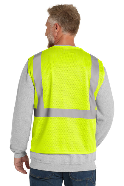 CornerStone ANSI 107 Class 2 Economy Mesh Zippered Vest - Safety Yellow - back