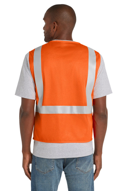 CornerStone ANSI 107 Class 2 Mesh Zippered Vest - Safety Orange - back