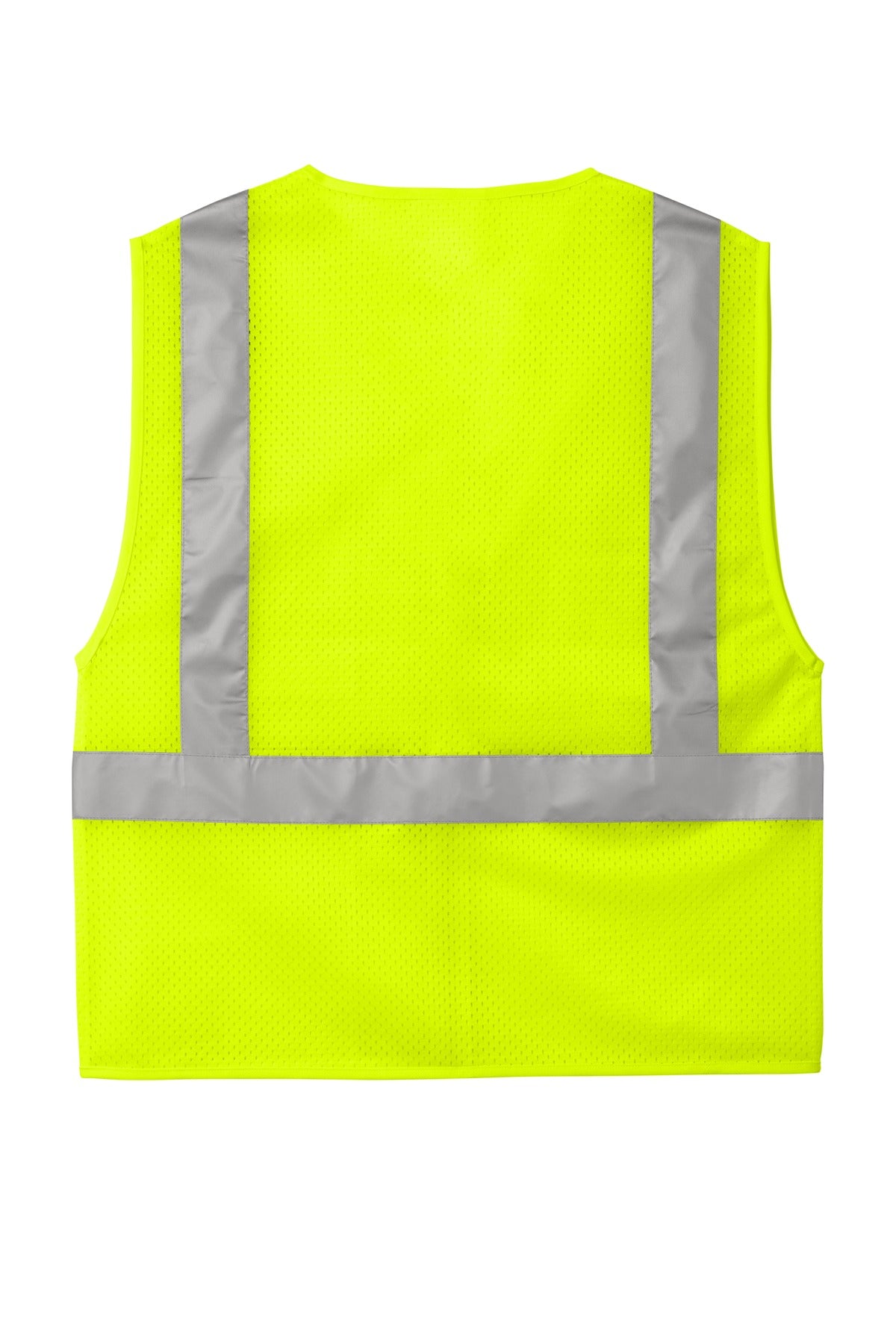CornerStone ANSI 107 Class 2 Mesh Zippered Vest - Safety Yellow - flat back