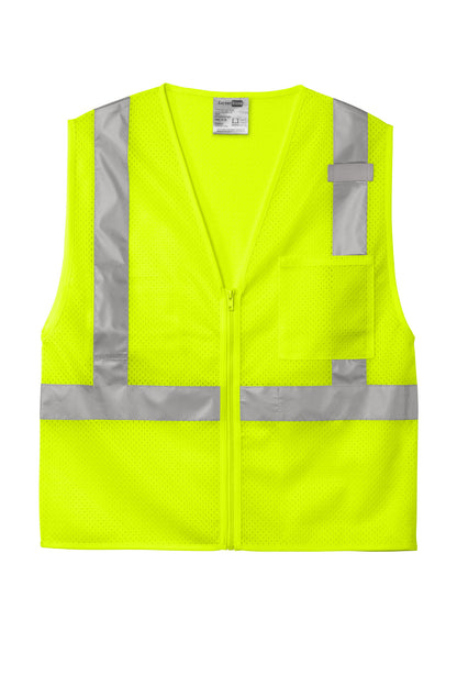 CornerStone ANSI 107 Class 2 Mesh Zippered Vest - Safety Yellow - flat front