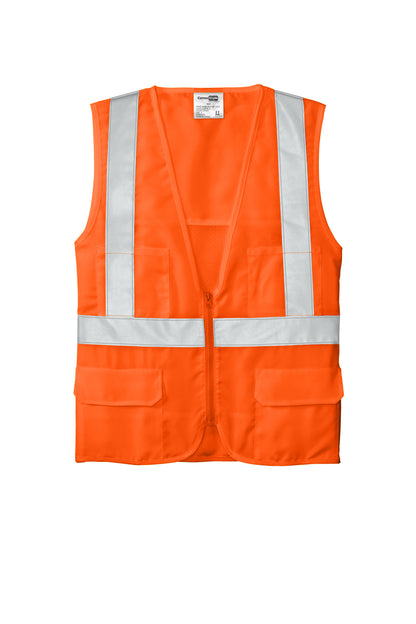 CornerStone ANSI 107 Class 2 Mesh Back Safety Vest - Safety Orange - flat front