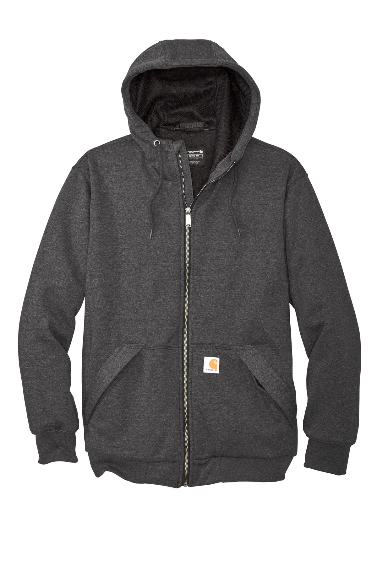 Carhartt Midweight Thermal-Lined Full-Zip Sweatshirt - Carbon Heather - flat front