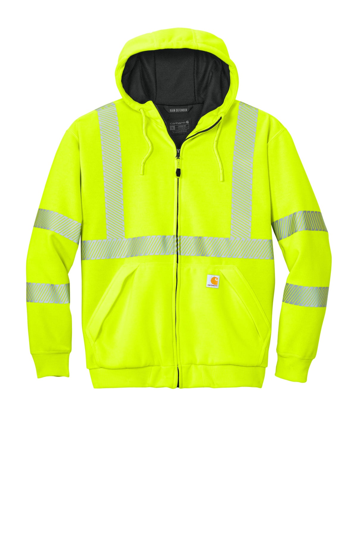 Carhartt ANSI 107 Class 3 Lined Full-Zip Sweatshirt - Brite Lime - flat front