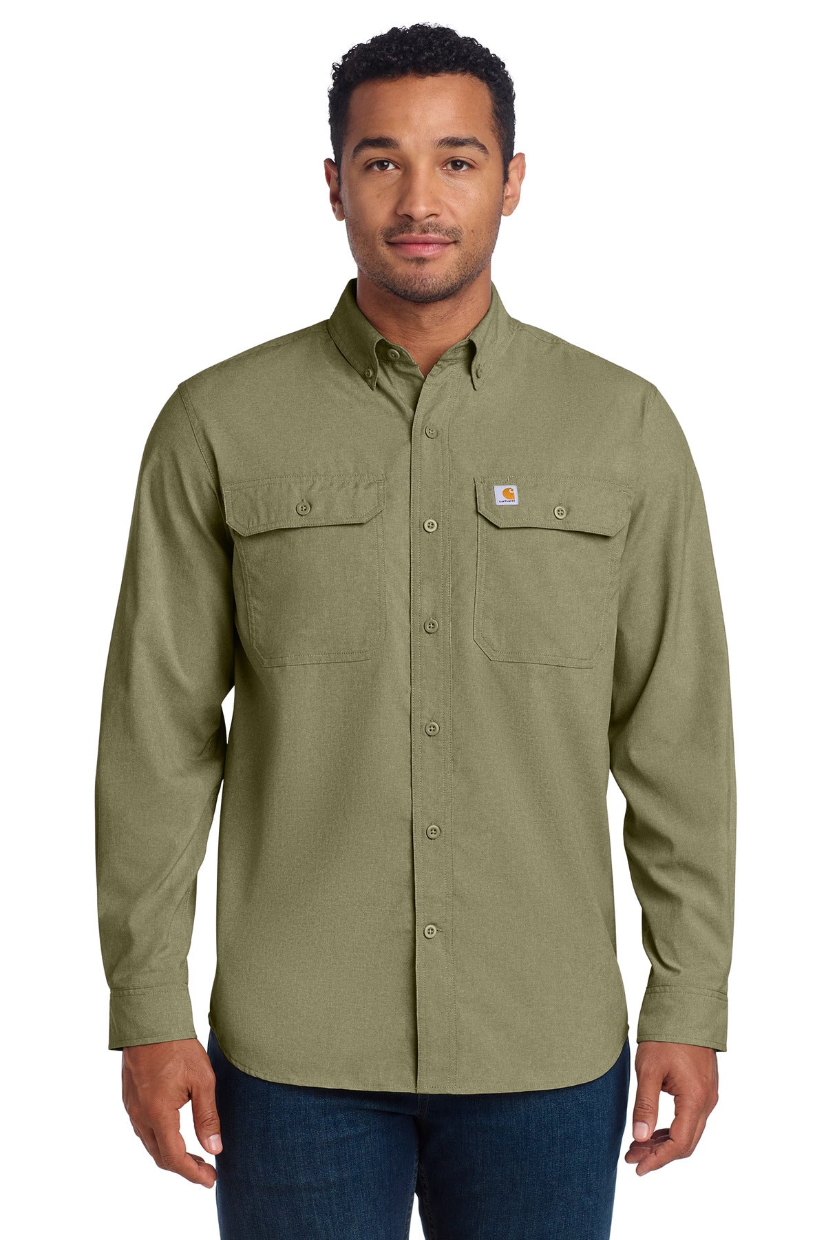 Carhartt Force Solid Long Sleeve Shirt - Burnt Olive - front