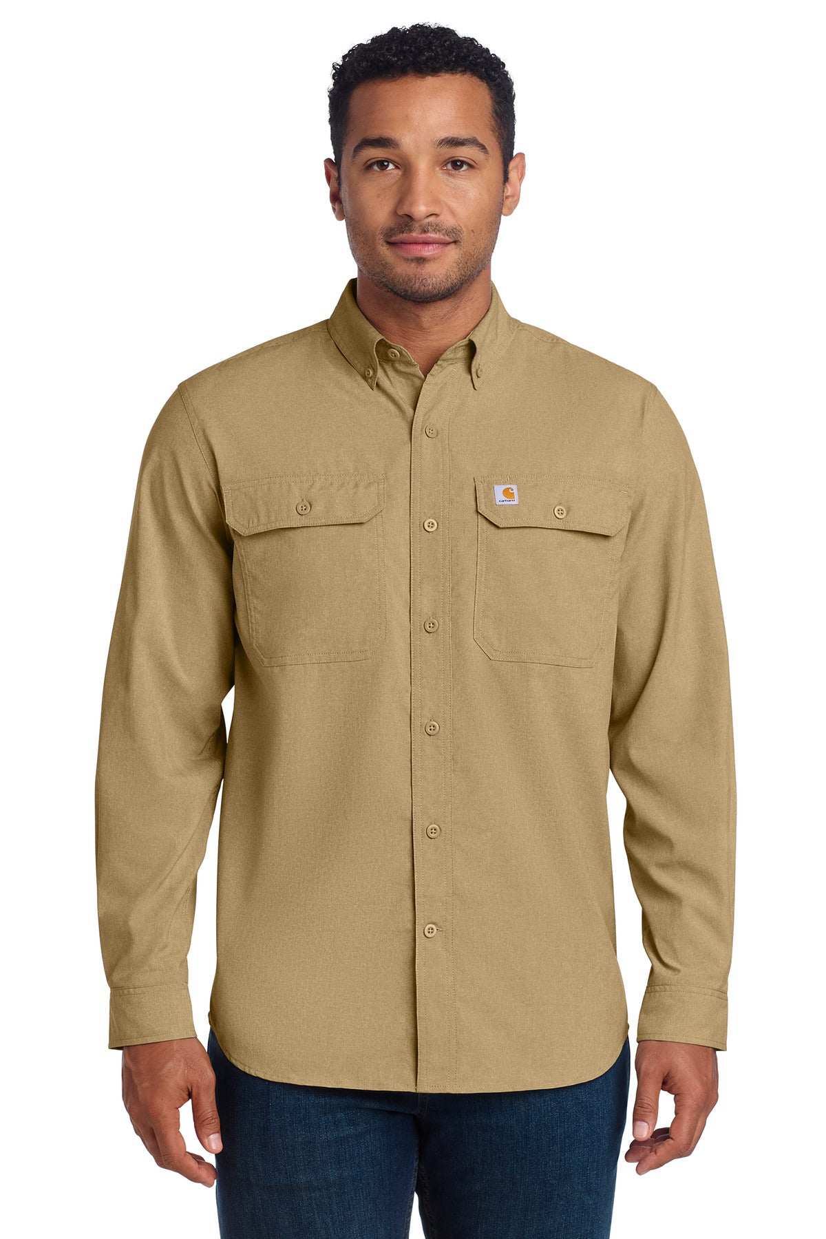 Carhartt Force Solid Long Sleeve Shirt - Dark Khaki - front