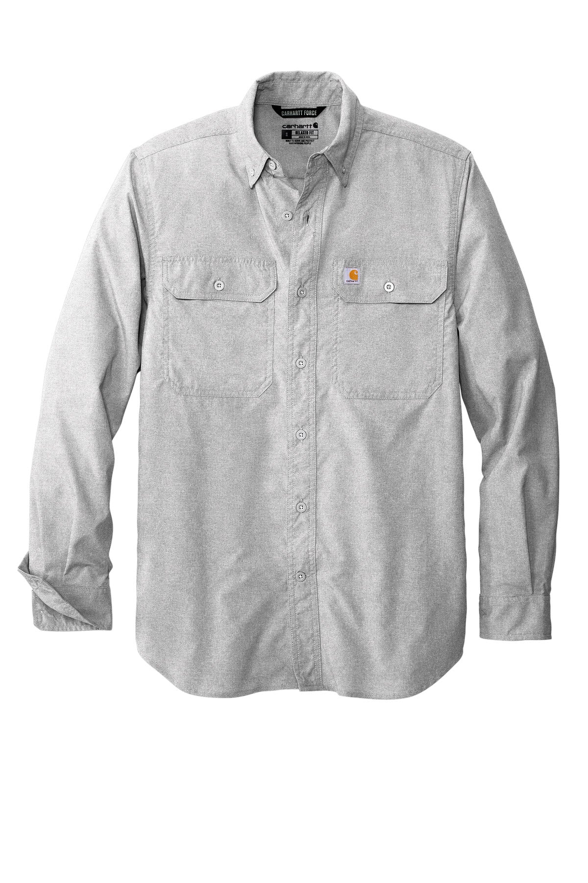 Carhartt Force Solid Long Sleeve Shirt - Steel - flat front