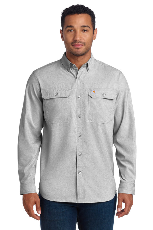 Carhartt Force Solid Long Sleeve Shirt - Steel - front