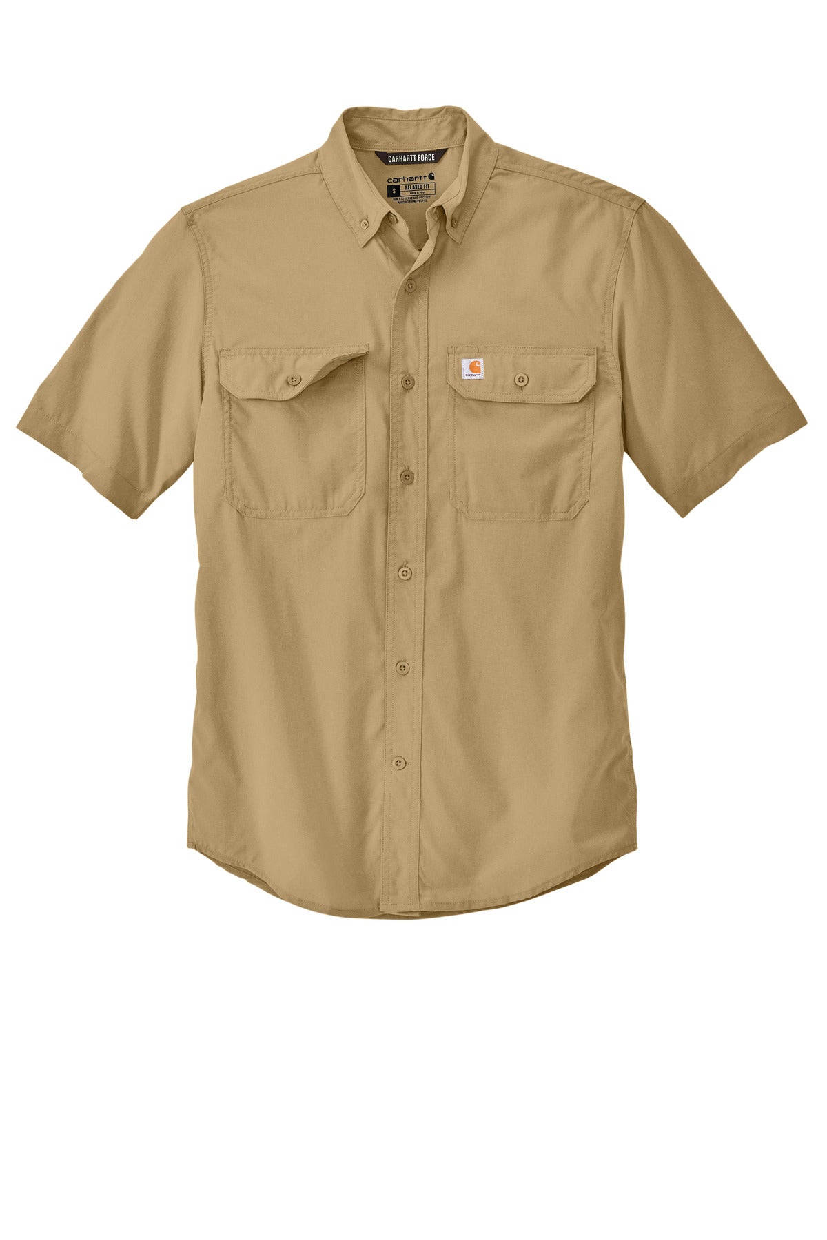 Carhartt Force Solid Short Sleeve Shirt - Dark Khaki - flat front
