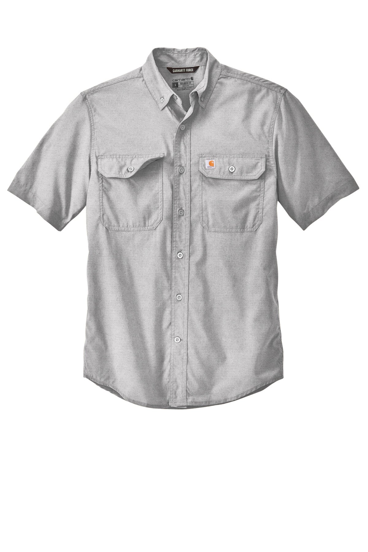 Carhartt Force Solid Short Sleeve Shirt - Steel - flat front