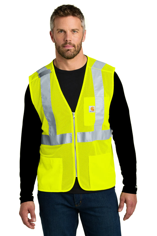 Carhartt ANSI Class 2 Mesh Zip-Front Vest - Brite Lime - front