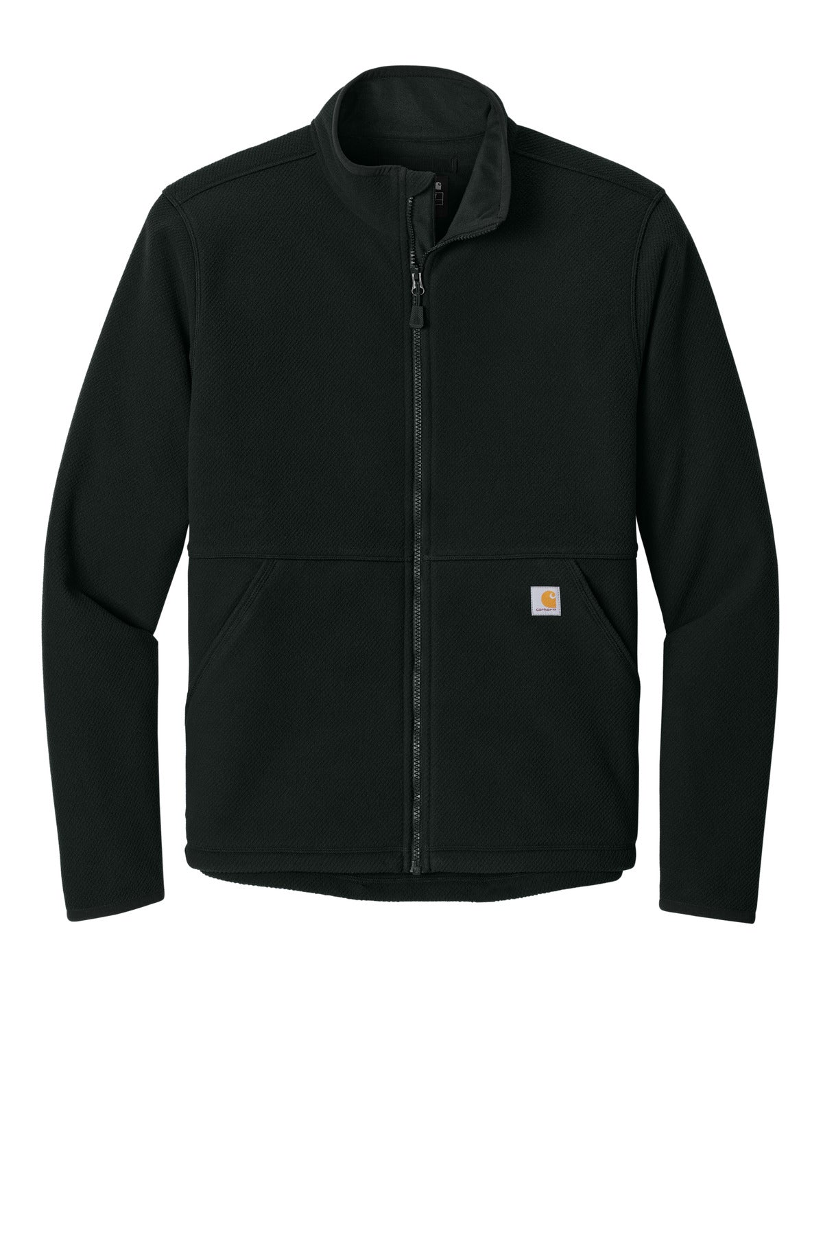 Carhartt Textured Full-Zip Fleece Jacket - Black - flat front