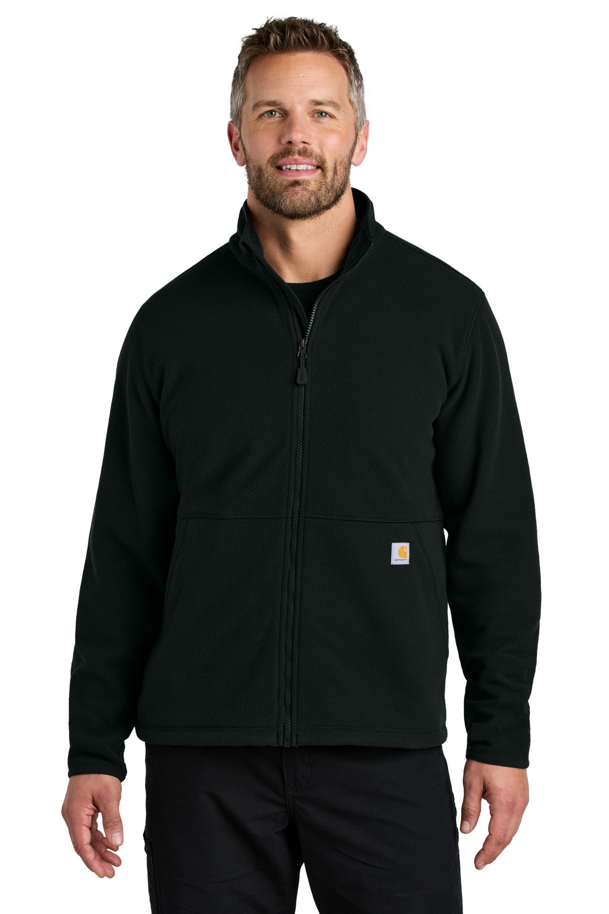 Carhartt Textured Full-Zip Fleece Jacket - Black - front