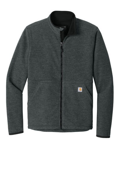 Carhartt Textured Full-Zip Fleece Jacket - Carbon Heather - flat front