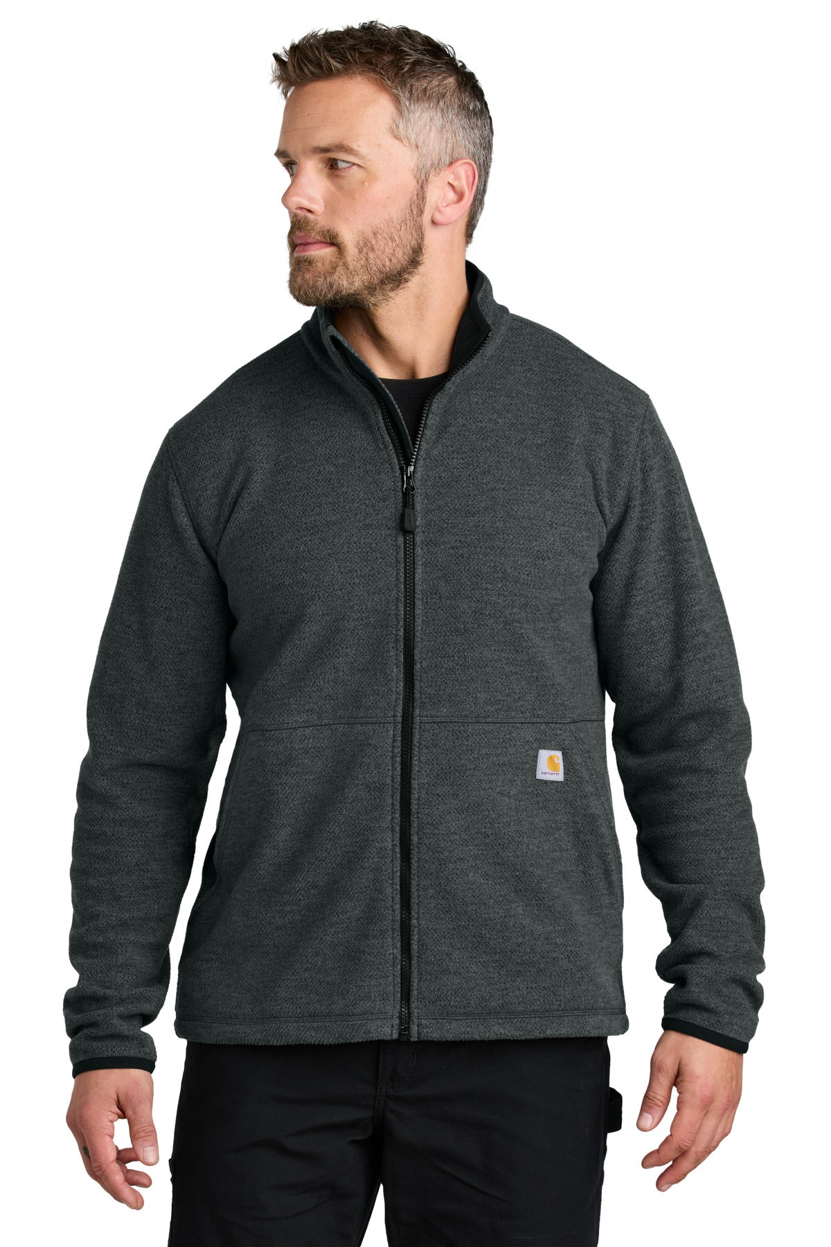 Carhartt Textured Full-Zip Fleece Jacket - Carbon Heather - front