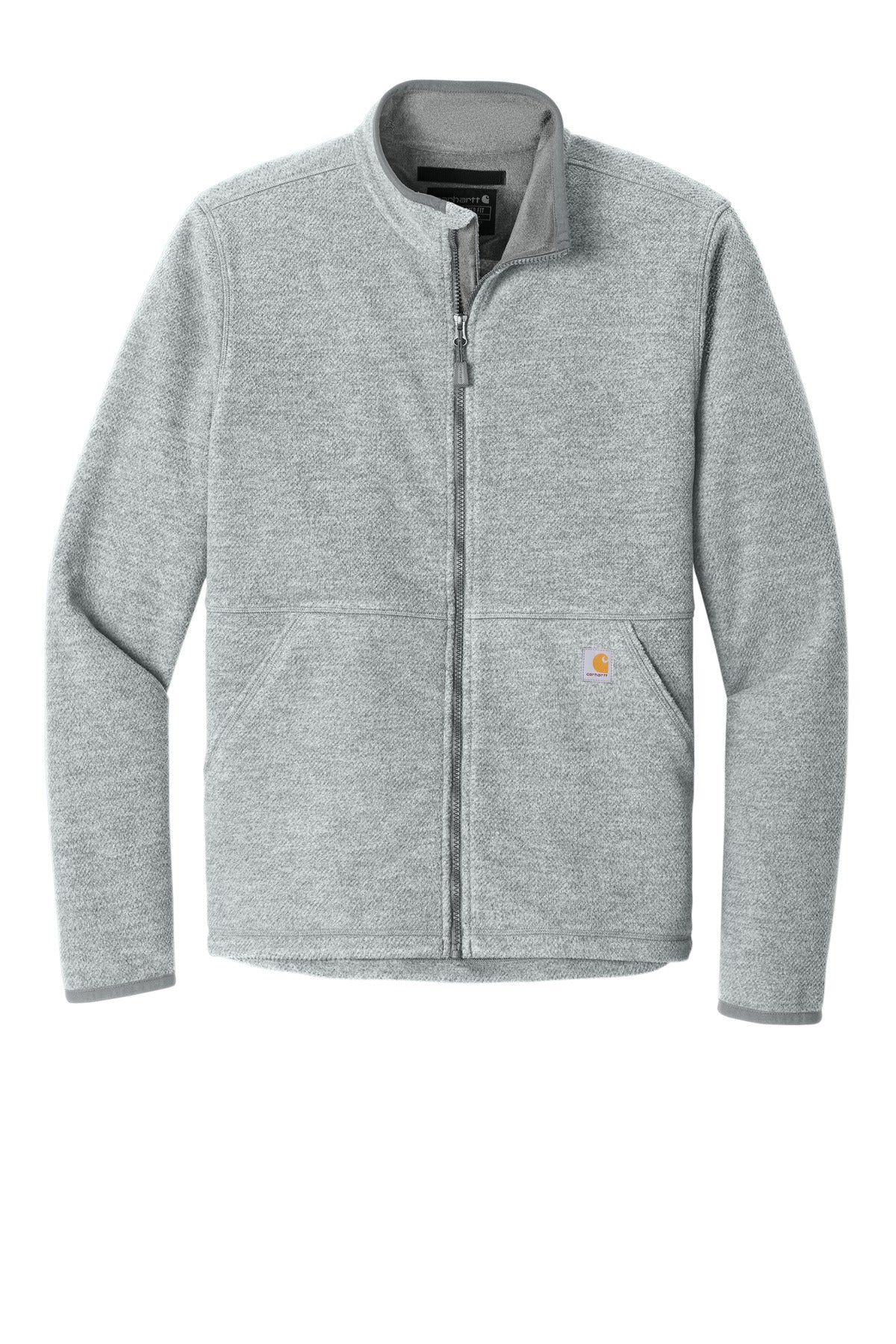 Carhartt Textured Full-Zip Fleece Jacket - Heather Grey - flat front