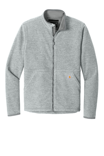 Carhartt Textured Full-Zip Fleece Jacket - Heather Grey - flat front