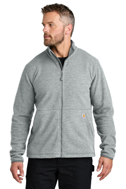 Carhartt Textured Full-Zip Fleece Jacket - Heather Grey - front