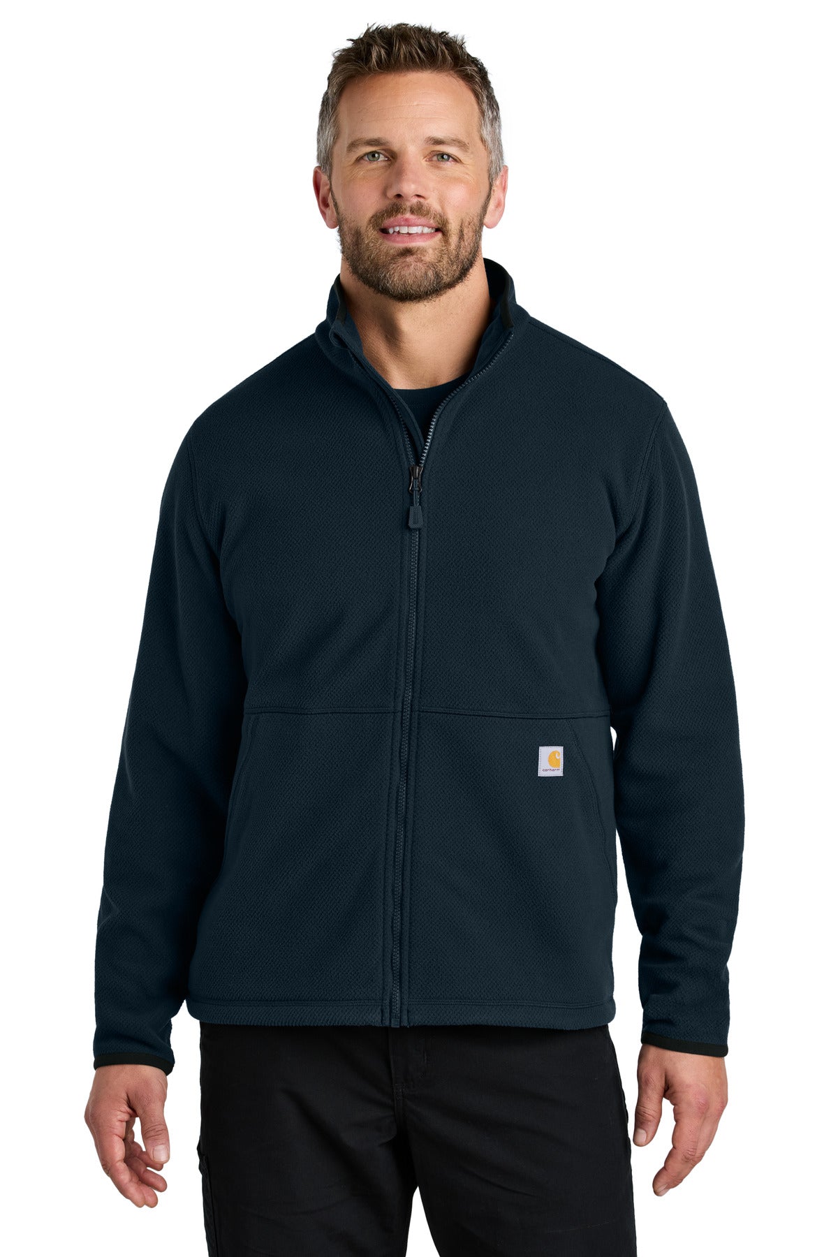 Carhartt Textured Full-Zip Fleece Jacket - Navy - front