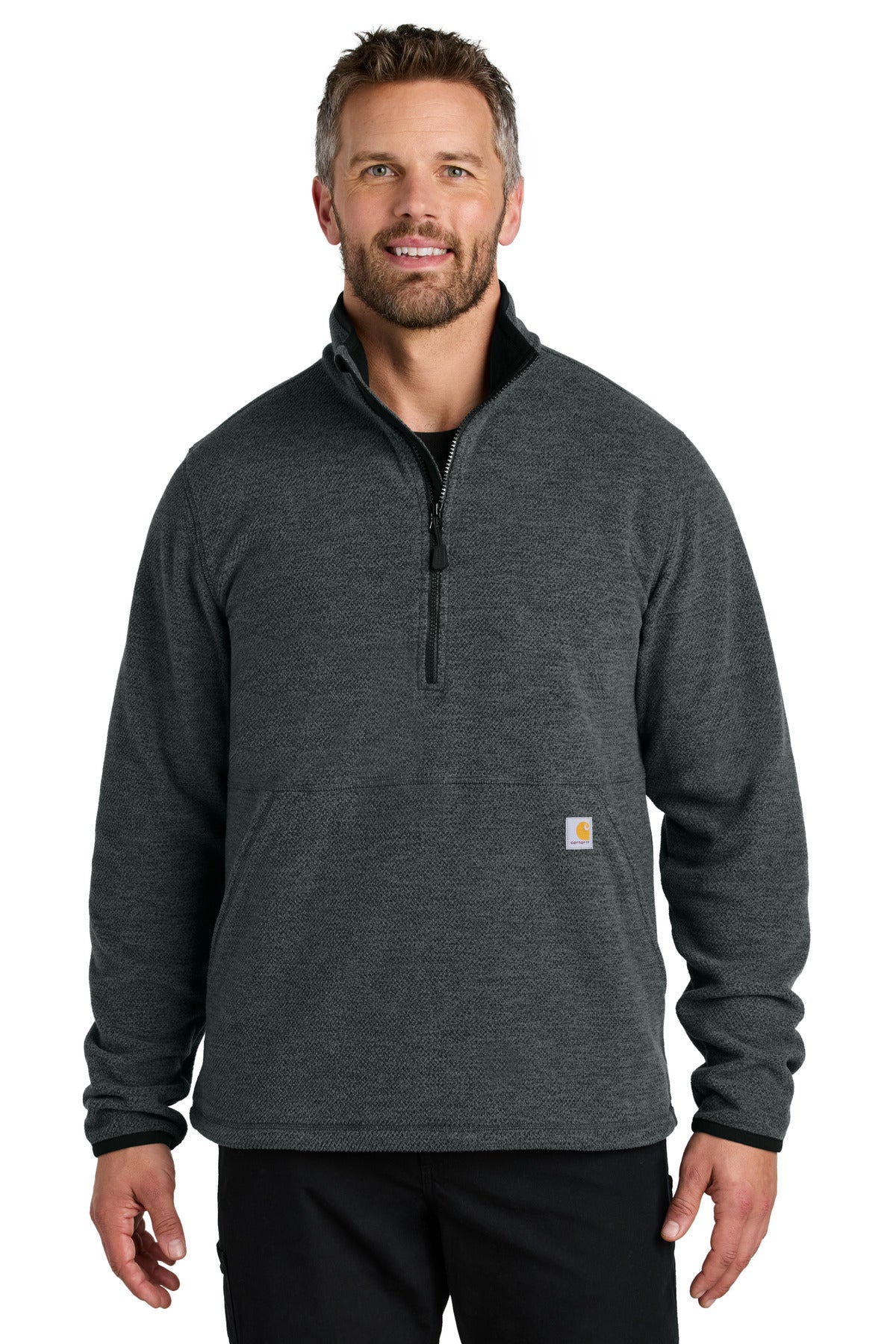 Carhartt Textured 1/2-Zip Fleece Jacket - Carbon Heather - front