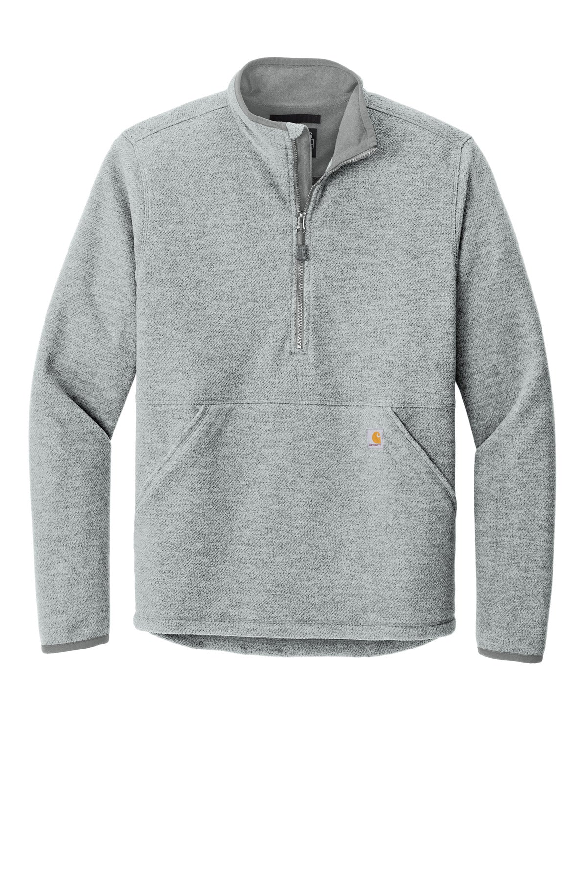 Carhartt Textured 1/2-Zip Fleece Jacket - Heather Grey - flat front