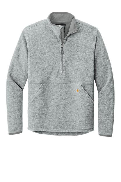 Carhartt Textured 1/2-Zip Fleece Jacket - Heather Grey - flat front