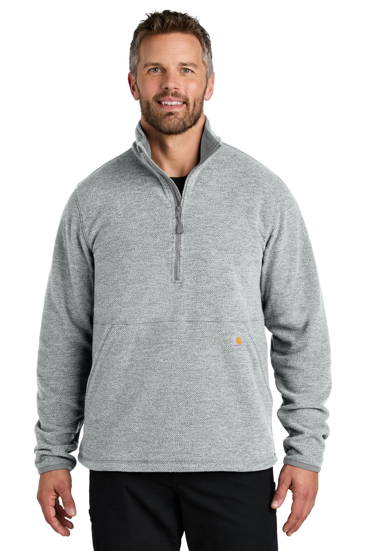Carhartt Textured 1/2-Zip Fleece Jacket - Heather Grey - front