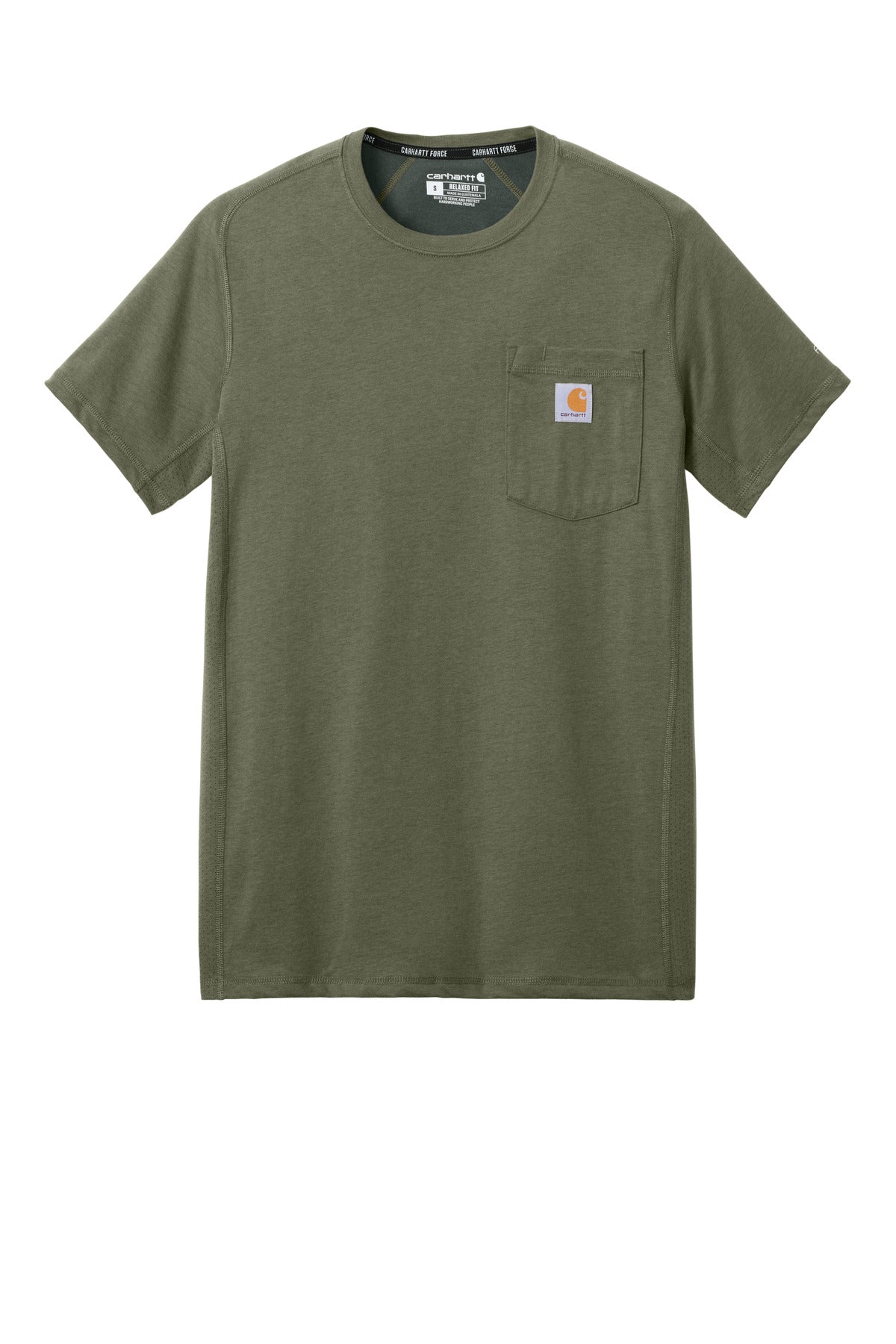 Carhartt Force Short Sleeve Pocket T-Shirt - Basil Heather - flat front