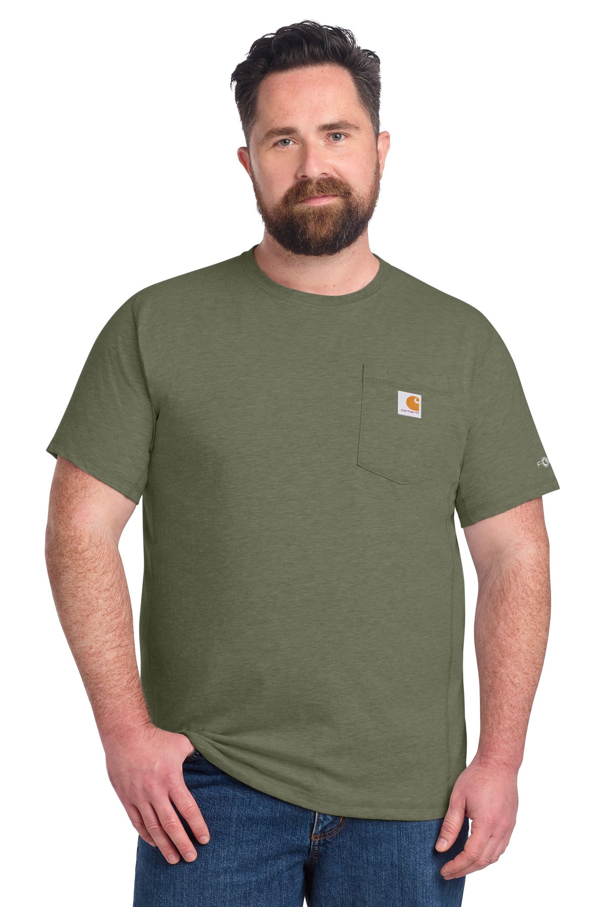 Carhartt Force Short Sleeve Pocket T-Shirt - Basil Heather - front
