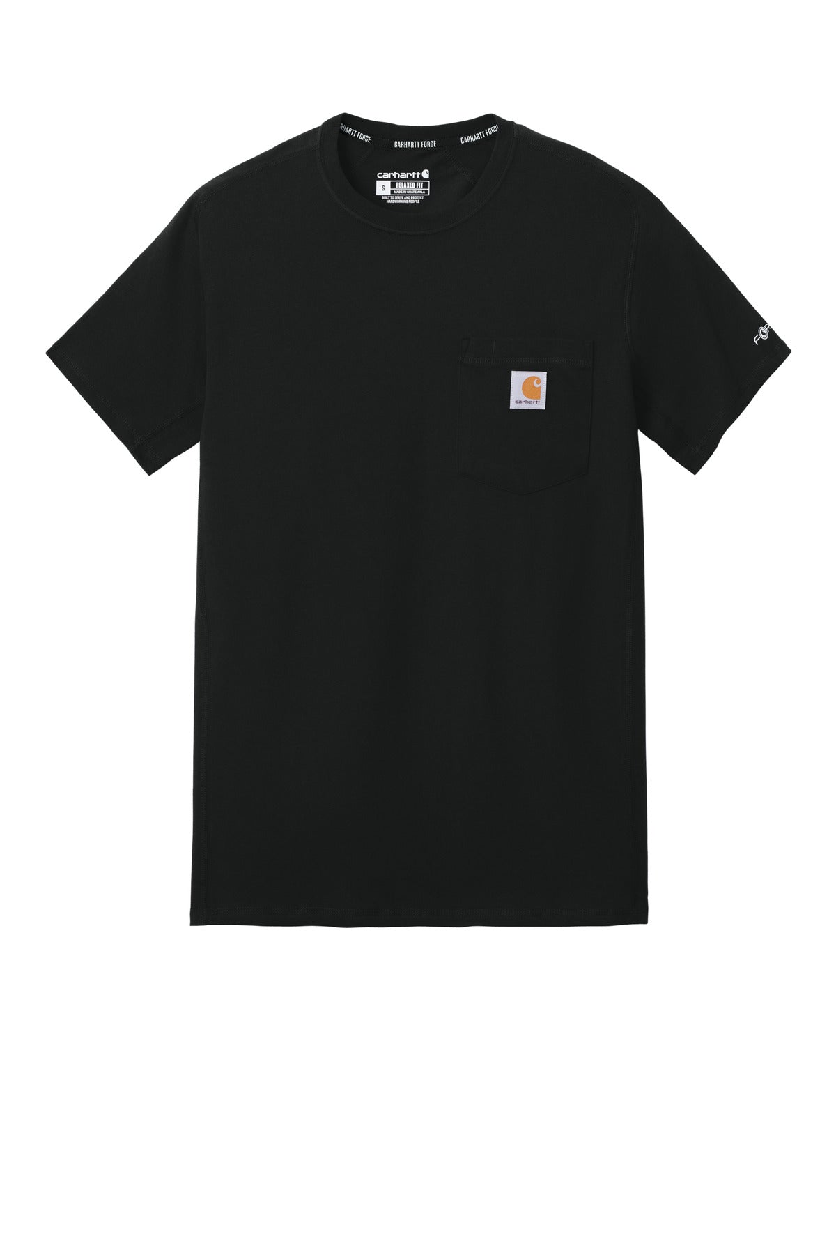 Carhartt Force Short Sleeve Pocket T-Shirt - Black - flat front