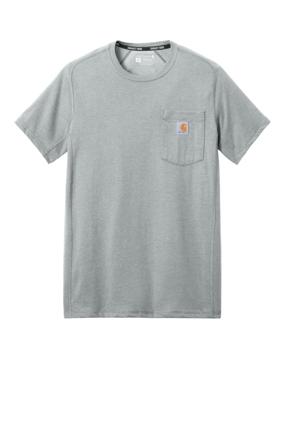 Carhartt Force Short Sleeve Pocket T-Shirt - Heather Grey - flat front