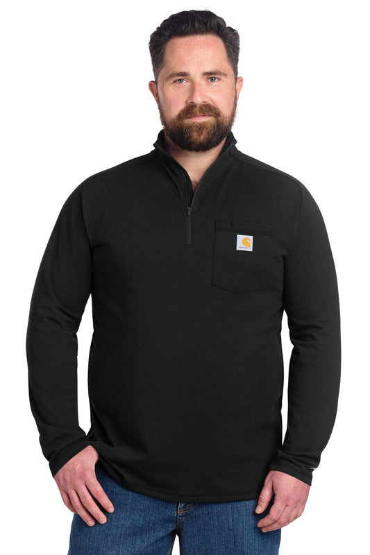 Carhartt Force 1/4-Zip Long Sleeve T-Shirt - Black - front