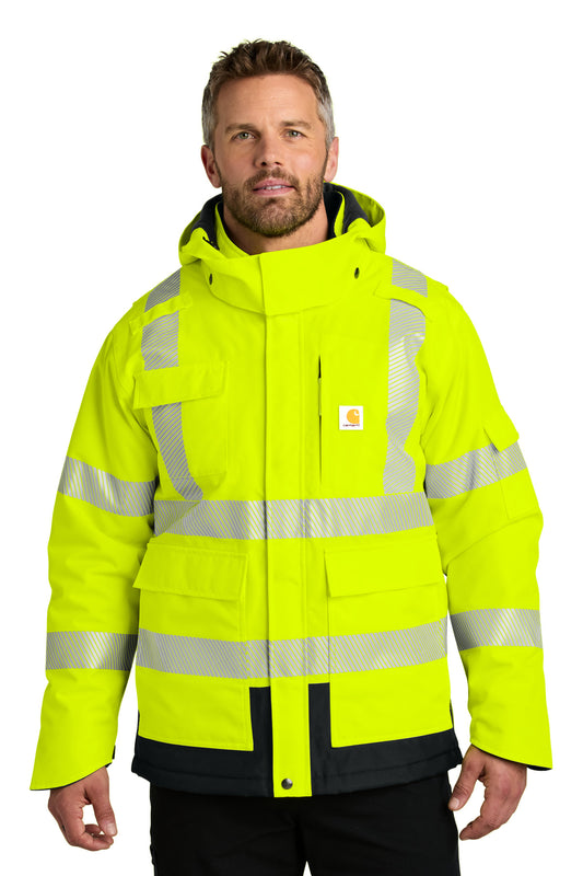Carhartt ANSI 107 Class 3 Waterproof Heavyweight Insulated Jacket - Brite Lime - front