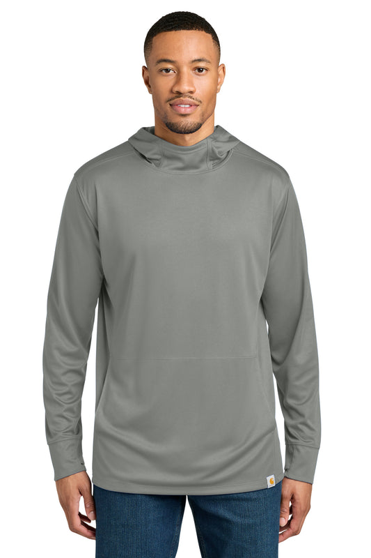 Carhartt Force Sun Defender Long Sleeve Hooded T-Shirt - Asphalt Grey - front